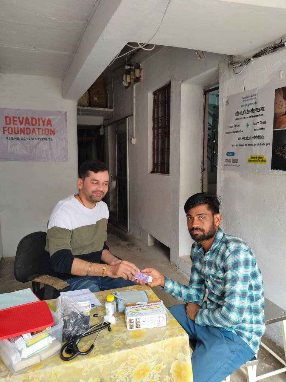 Medicines and healthcare kits being distributed to senior citizens