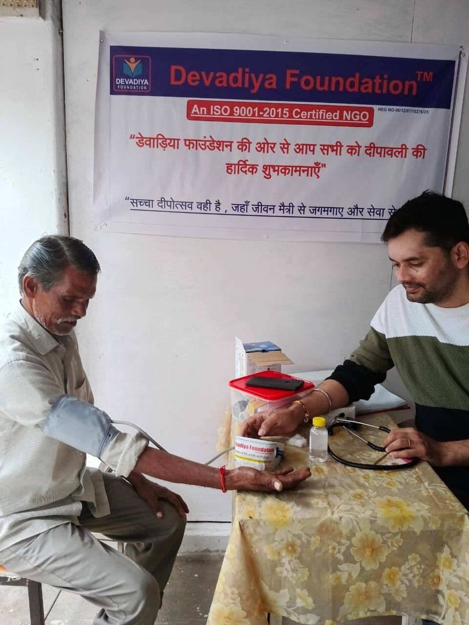 Physiotherapy session for a senior citizen participant at a community camp